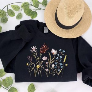 Wildflower Embroidered Sweatshirt: Floral Botanical SweatShirt